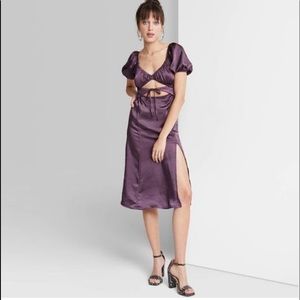 Plus Size Puff Sleeves Cut Out Dress